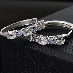 Moonstone and Tanzanite 1.15 Carat Earrings in Sterling Silver